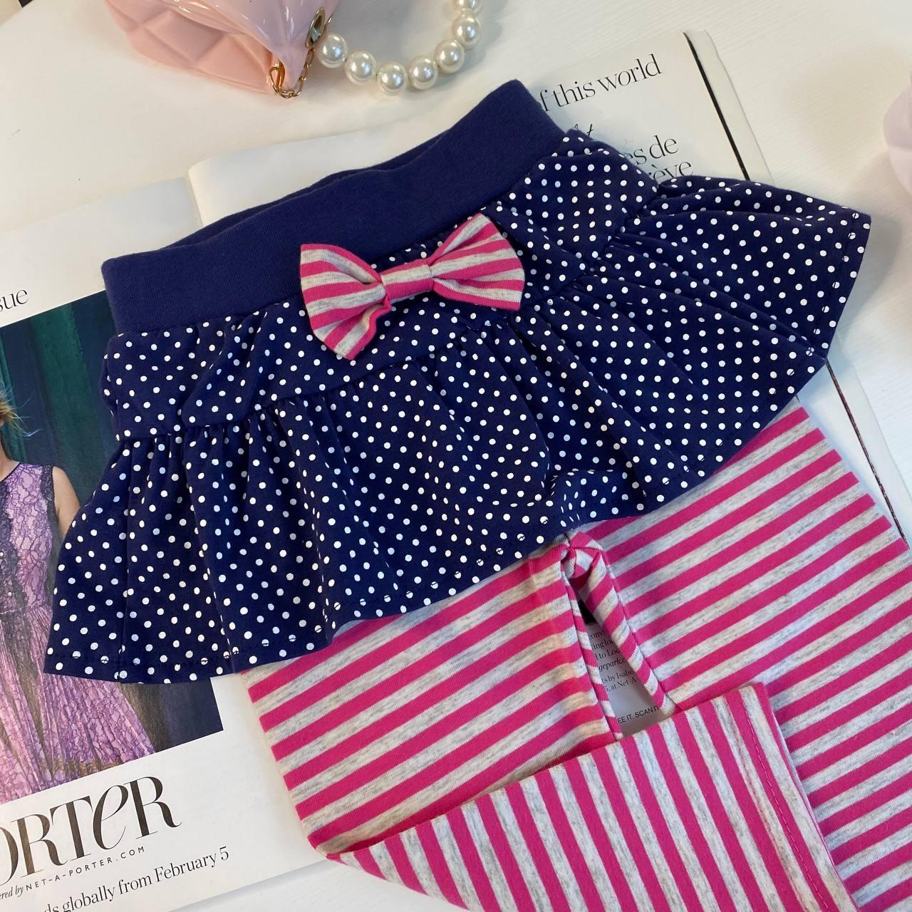 Легінси на дівчинку зі спідницею та бантиком 50042 Grace, Розовый, Девочка, Лето, 1 год, фото 1