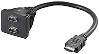 Перехідник моніторний Goobay HDMI 1x2 (Splitter) Pas 0.2m p1080i@60Hz Nickel чорний (75.06.8783)