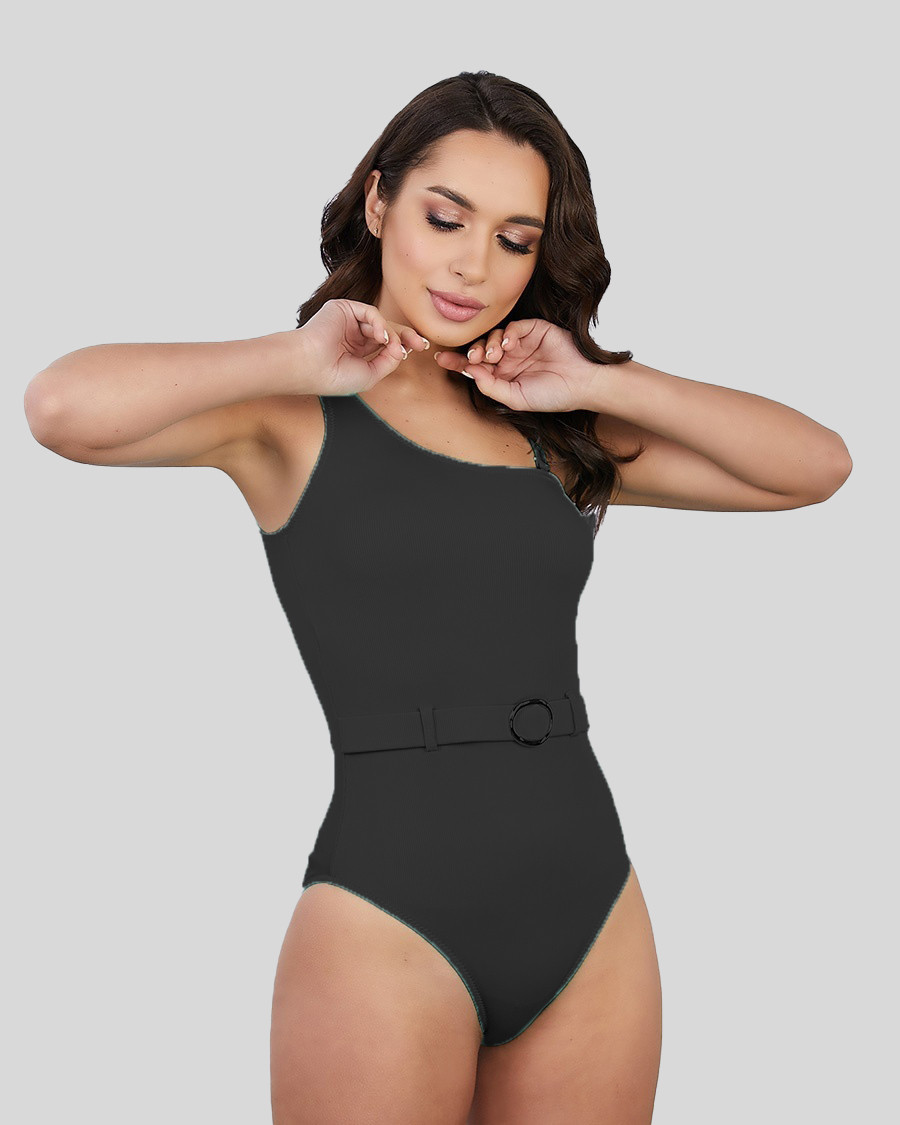 ОПТ Суцільний купальник на плече Z.Five 86260 чорний на 44 46 48 50 52 розмір