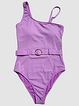 ОПТ Суцільний купальник у рубчик на одне плече Z.Five 86260 бузковий на 44 46 48 50 52 розмір, фото 3