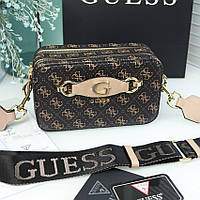 Маленькая брендовая сумка клатч коричневая женская кросс боди модная мини сумочка через плечо на два отделения