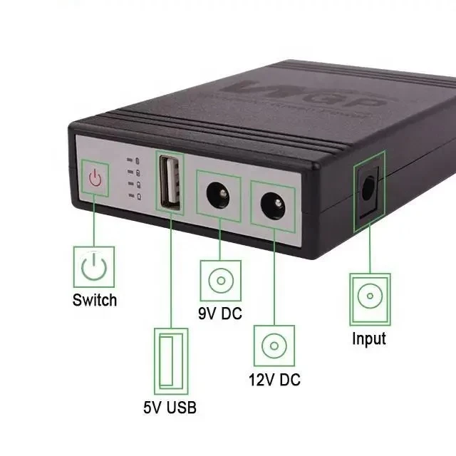 Mini UPS WGP, Powerbank на 8800Mah, Выходы USB, DC 9V, 12V. ИБП для Роутеров + БЛОК ПИТАНИЯ - фото 5 - id-p1747178296