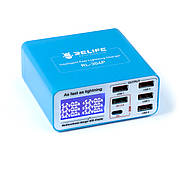 Зарядний пристрій RELIFE RL-304P (5xUSB+ Type-C) 40W з цифровою індикацією параметрів заряджання