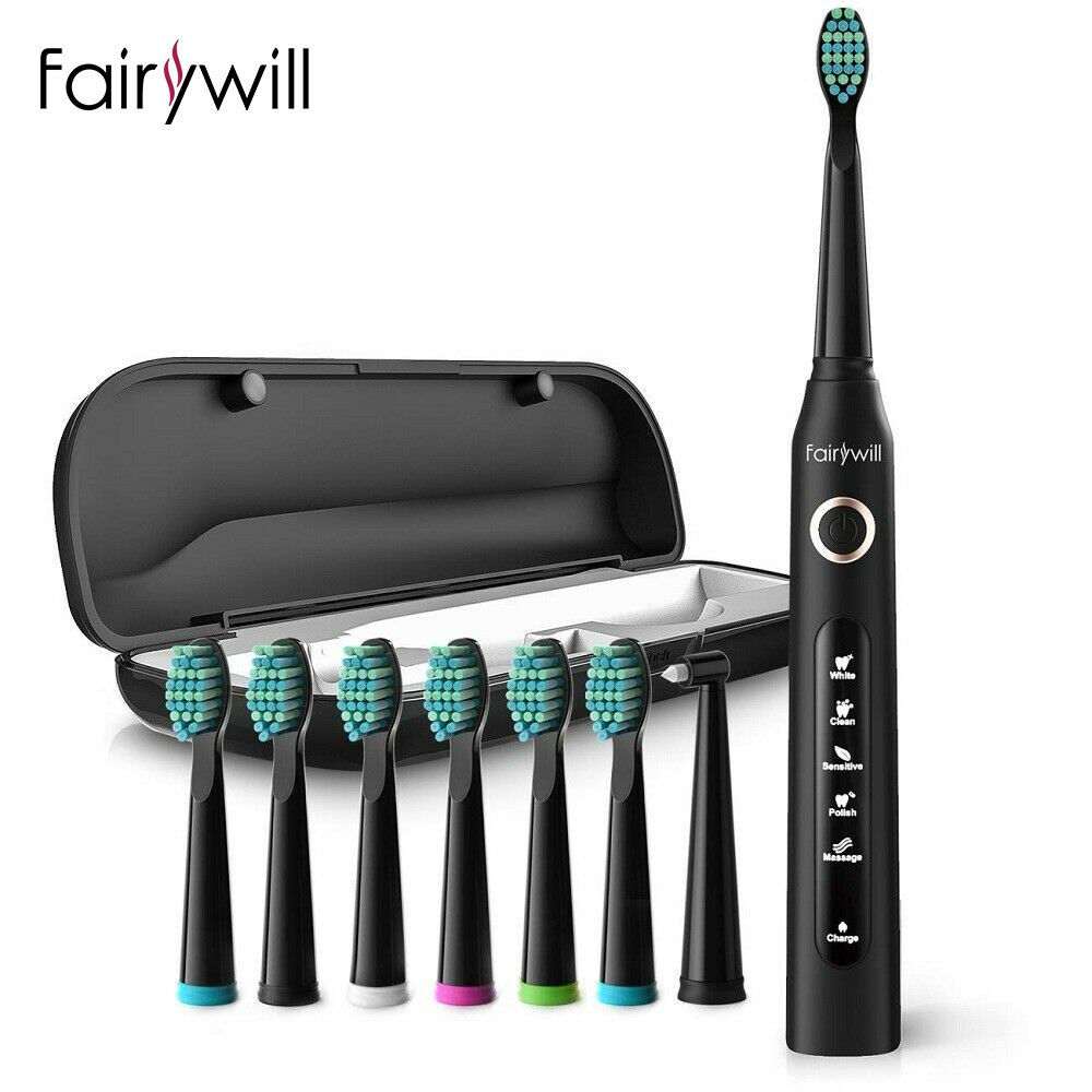 Електрична зубна щітка FairyWill 5 режимів Таймер + 8 насадок та футляр