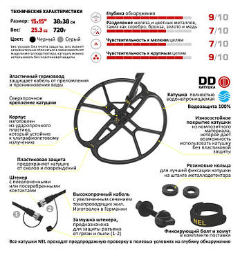 Котушка NEL Attack (Нел Атак) 15 дюймів (38 см) для металошукачів Nokta Simplex, фото 3