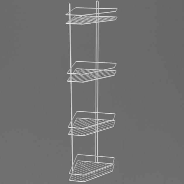 Полиця (полочка) кутова у ванну Метал-Стиль 4-яр 2-конт біла 25*25см