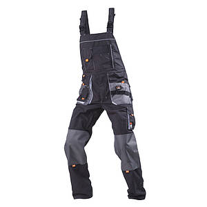 Напівкомбінезон робочий STEELUZ, темно-сірий/світло-сірий, тк.canvas (65%п/е+35%х/б)