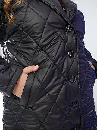 Жіноча стьобана подовжена куртка на синтепоні 100 осінь-весна 56/58, фото 2