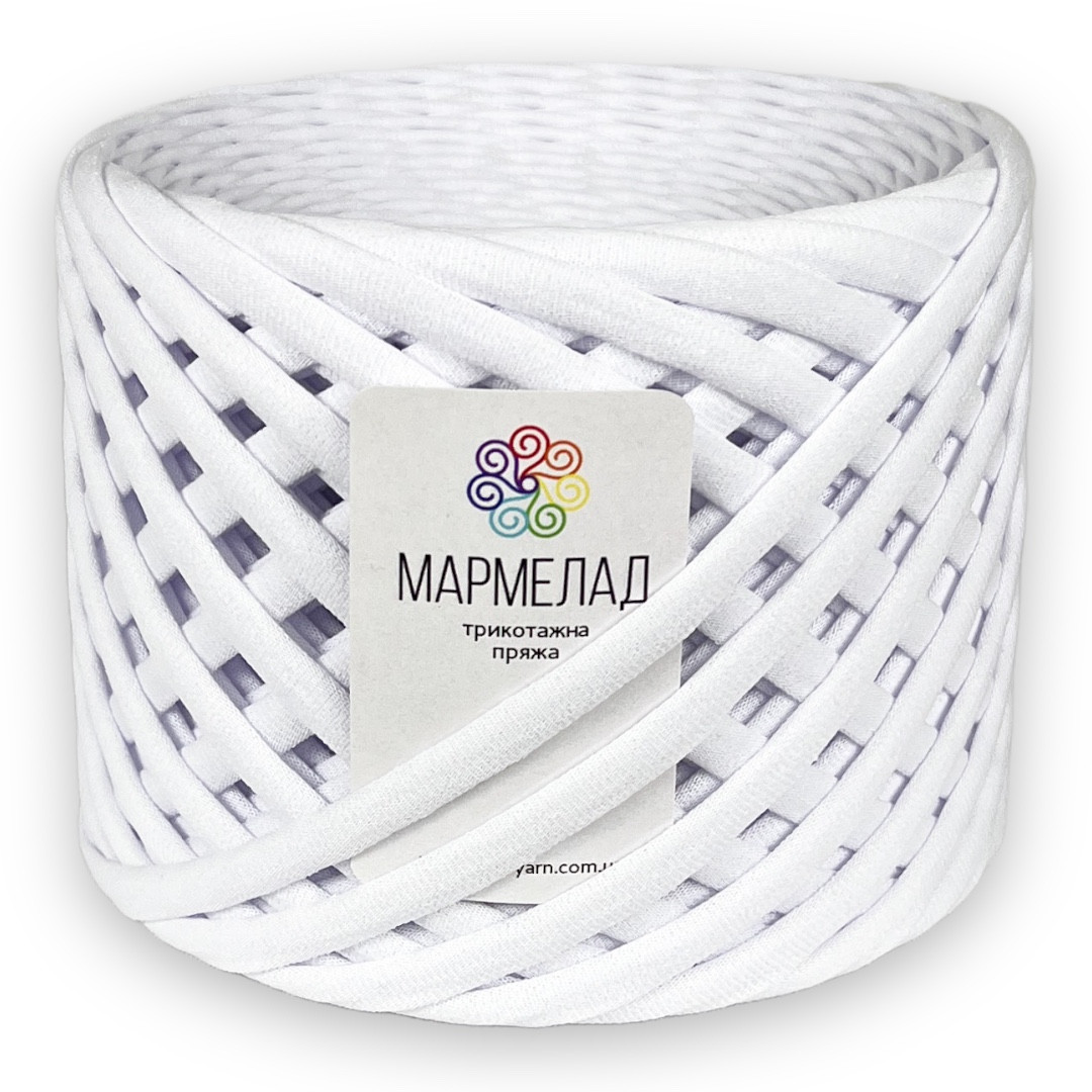 Трикотажная пряжа Мармелад 7-9 мм 100 м белый снег (ID#1747230038 ...