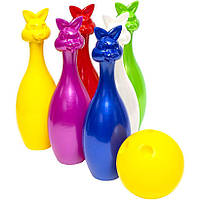Детский пластиковый набор Кегли Зайцы 6 шт и один шар BS-023 Игровой набор с кеглями