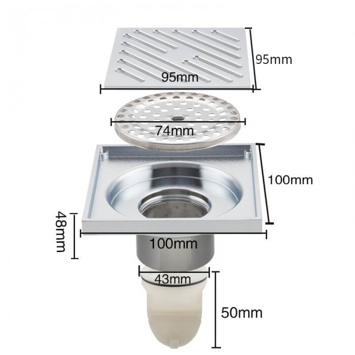 Купить Трап для душа GAPPO 100x100мм с сухим затвором вертикальный ...