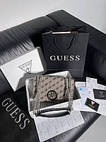 Модная женская коричневая стильная сумка Guess Гесс