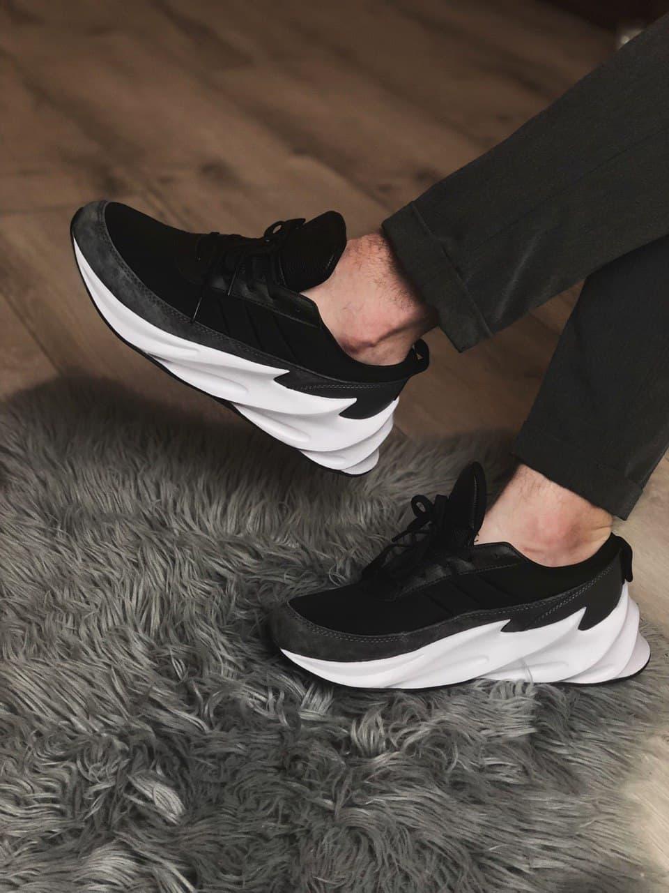Adidas Shark Black Grey White кроссовки и кеды высокое качество Размер 42 - фото 10 - id-p1747301824
