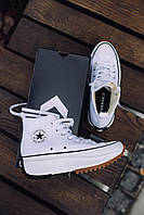 Converse Run Star Hike Hi White Black Gum кроссовки и кеды высокое качество Размер 36