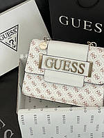 Стильная женская белая кожаная сумка Guess Гесс