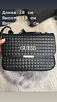 Женская чёрная стильная стеганая сумка Гесс Guess