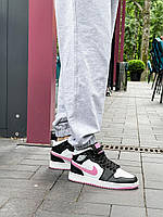 Nike Air Jordan 1 Retro Mid White Black Pink кроссовки и кеды высокое качество Размер 37