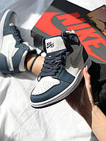 Nike Air Jordan 1 Retro Mid Navy Blue White 2 кроссовки и кеды высокое качество Размер 42