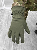 Тактические зимние перчатки на флисе олива, армейские полнопалые флисовые универсальные перчатки для зсу