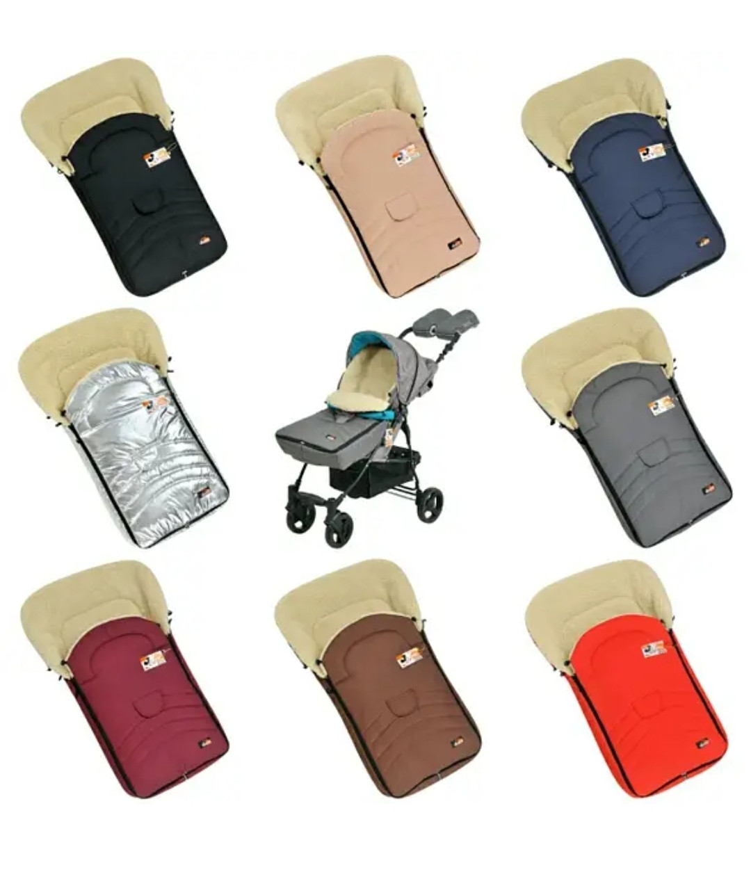Дитячий зимовий конверт — чохол For kids Maxi з бахілами на овчині в коляску, санки, фото 1