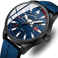 Мужские часы Curren Effect синие с каучуковым ремешком