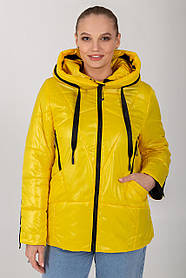 Жовта симпатична куртка з плащової тканини на силіконі, великих розмірів від 46 до 60