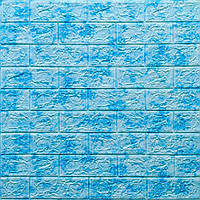 Декоративная самоклеющаяся 3d панель для стен 700*770*5 мм. голубой мрамор фактура кирпич (065).