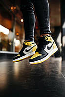 Nike Air Jordan 1 Retro Mid Black Yellow White кроссовки и кеды высокое качество Размер 44