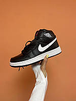 Nike Air Jordan 1 Retro High Black White Swoosh кроссовки и кеды высокое качество Размер 36