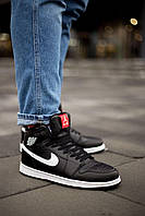 Nike Air Jordan 1 High Black White Winter кроссовки и кеды высокое качество Размер 41