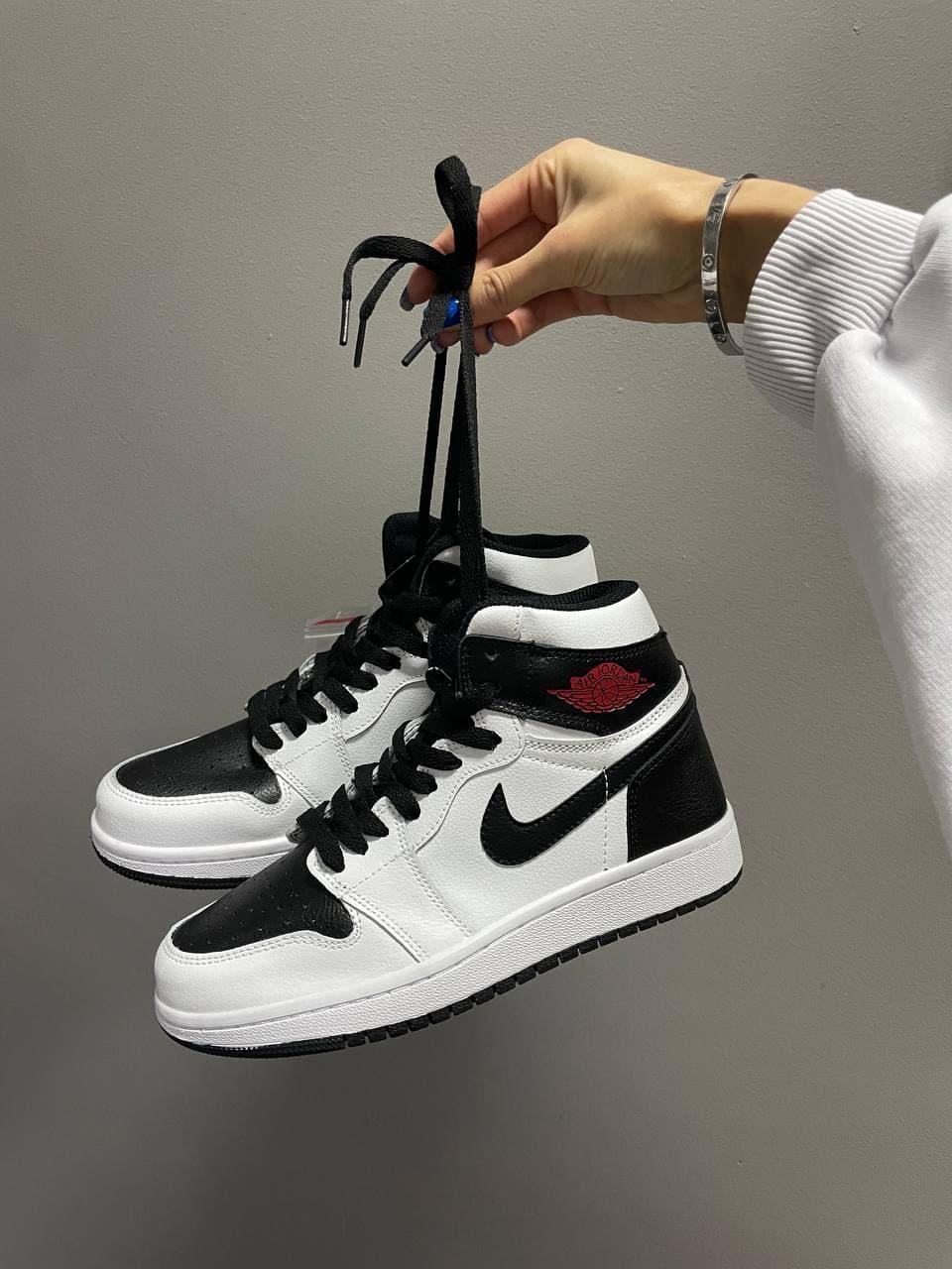 Nike Air Jordan 1 Retro High Black White Red кроссовки и кеды высокое качество Размер 36 - фото 2 - id-p1747302774
