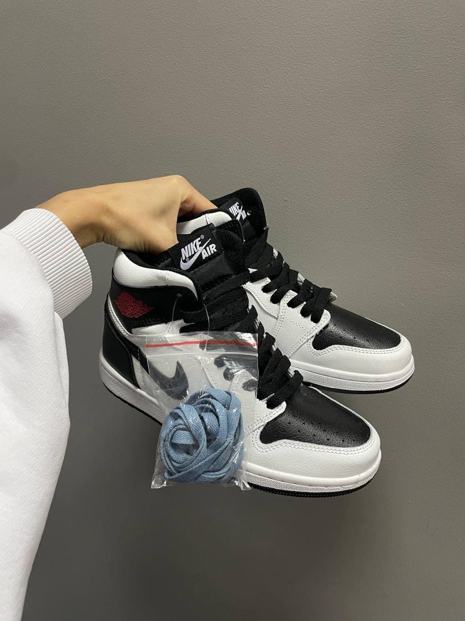 Nike Air Jordan 1 Retro High Black White Red кроссовки и кеды высокое качество Размер 36 - фото 6 - id-p1747302774