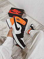 Nike Air Jordan 1 Retro High Black White Orange кроссовки и кеды высокое качество Размер 40