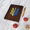 Книга для записів у дерев’яній обкладинці з гербом України, фото 6
