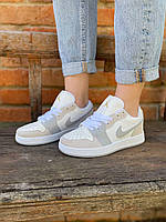 Nike Air Jordan Retro 1 Low Beige Grey White кроссовки и кеды высокое качество Размер 36