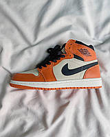 Nike Air Jordan 1 Retro High Orange White Black кроссовки и кеды высокое качество Размер 37