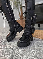 Prada Boots Zip Pocket Black High кроссовки и кеды высокое качество высокое качество Размер 36