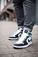 Nike Air Jordan 1 Retro Mid Blue White кроссовки и кеды высокое качество Размер 42