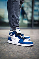 Nike Air Jordan 1 Retro Mid Blue White 1 кроссовки и кеды высокое качество Размер 44