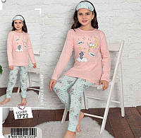 Детская пижама для девочки интерлок "Мышонок" в пудровом цвете