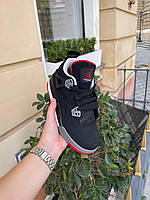 Nike Air Jordan Retro 4 Black Grey Red кроссовки и кеды высокое качество Размер 36