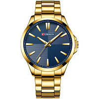 Классические мужские наручные часы Curren 8322 Gold-Blue