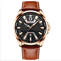 Классические мужские наручные часы Curren 8379 Cuprum-Black-Brown