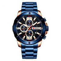 Классические мужские наручные часы Curren 8336 Blue-Cuprum