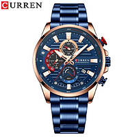Классические мужские наручные часы Curren 8415 Blue-Gold