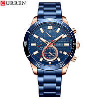 Классические мужские наручные часы Curren 8417 Blue-Gold