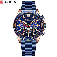 Классические мужские наручные часы Curren 8418 Blue-Gold