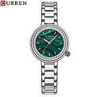 Классические женские наручные часы Curren 9089 Silver-Green