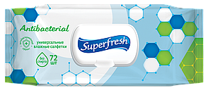 /Салфетки вологі Superfresh Антибактеріальні з клапаном 72 шт (К)