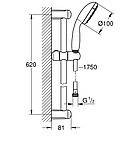 Душовий гарнітур зі штангою, 2 режими струменя Grohe New Tempesta Classic (27598001), фото 5